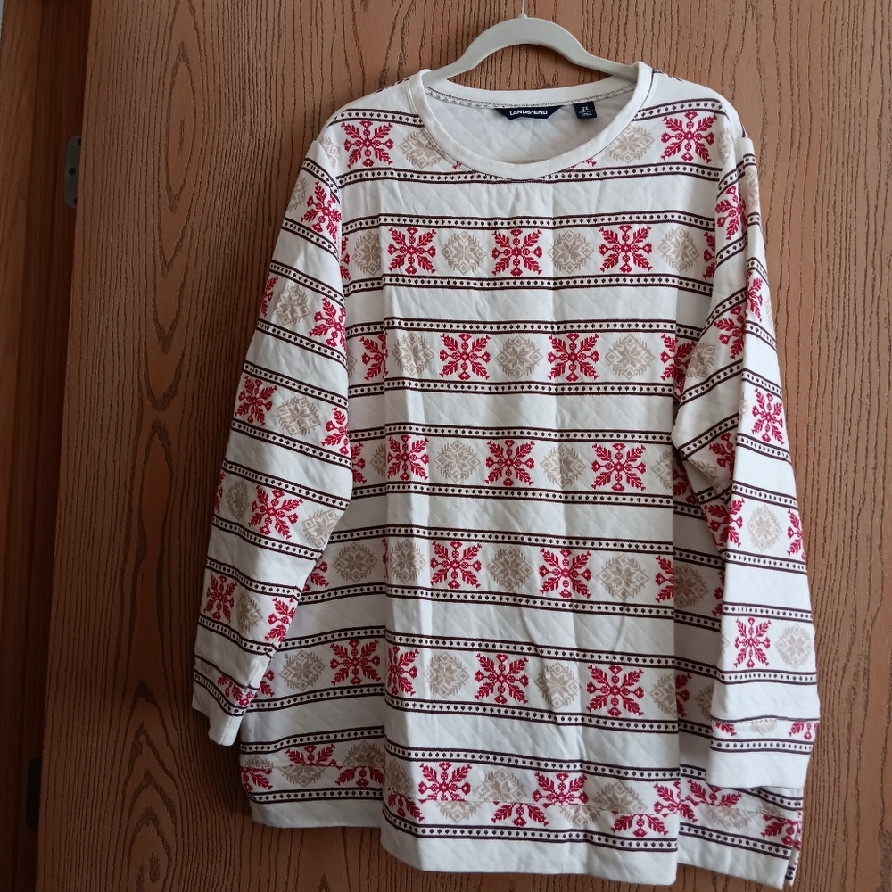 Lands' End White Quilted Top